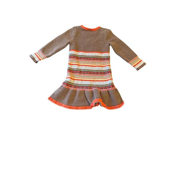 Hanna Andersson Girls 110 Combed Cotton Knit Dress Brown & Multicolor Stripes Lo - Picture 4 of 4